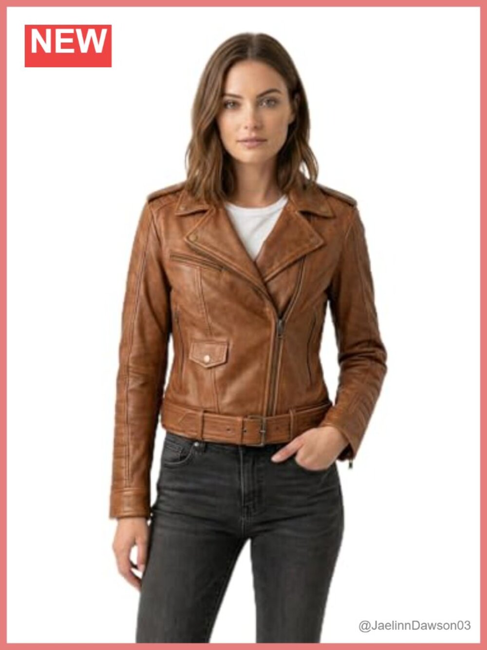 Genuine Sheep Leather Biker Jacket Asymmetric Moto Belt